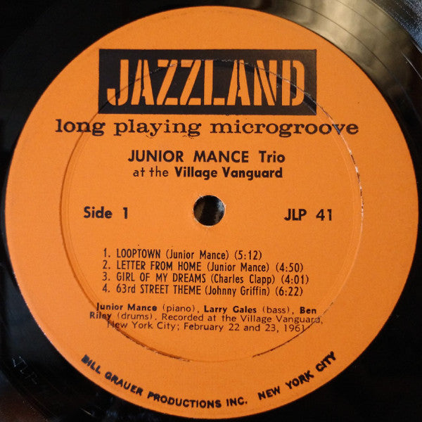 Junior Mance Trio - At The Village Vanguard (LP, Album, Mono)