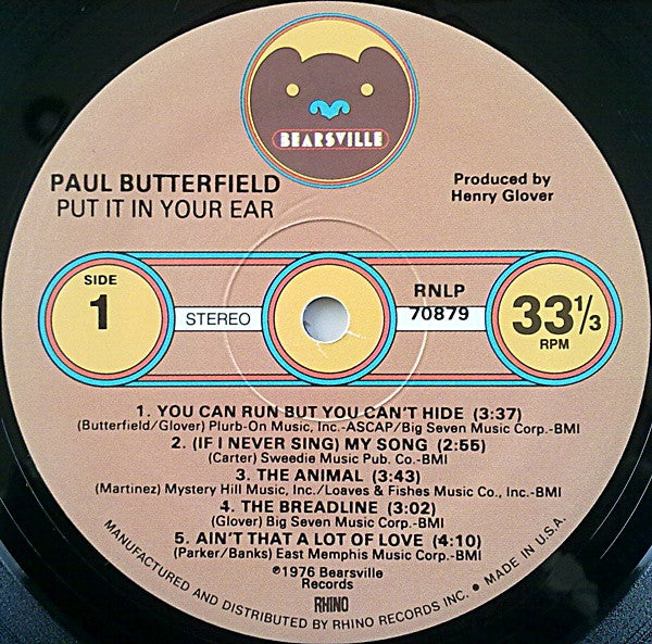 Paul Butterfield - Put It In Your Ear (LP, Album, RE)