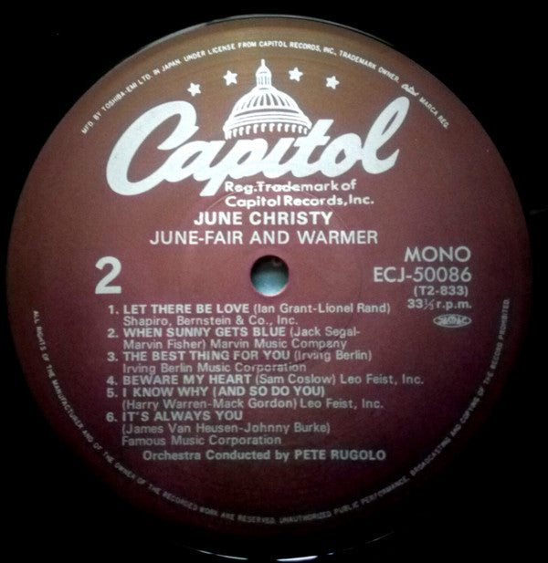 June Christy - Fair And Warmer! (LP, Album, Mono, RE)