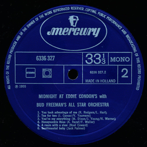 Bud Freeman's All Star Orchestra - Midnight At Eddie Condon's(LP, M...