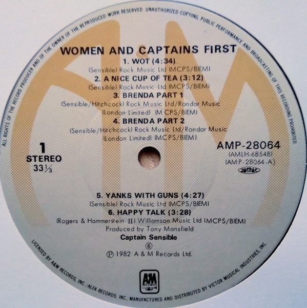 Captain Sensible - Women And Captains First (LP, Album)