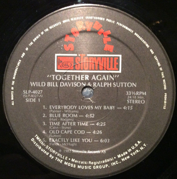 Wild Bill Davison, Ralph Sutton (2) - Together Again (LP, Album)