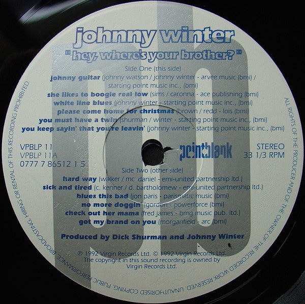 Johnny Winter - Hey, Where's Your Brother? (LP, Album)