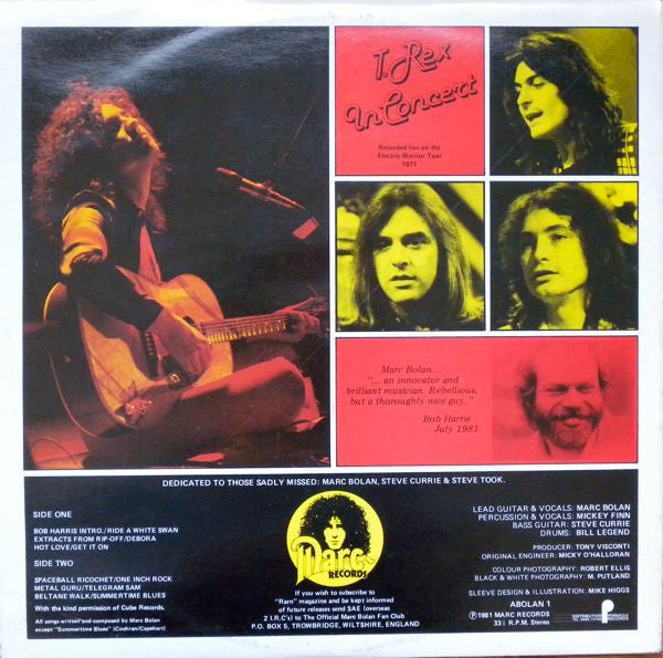 T. Rex - T. Rex In Concert (LP, Album, Gat)