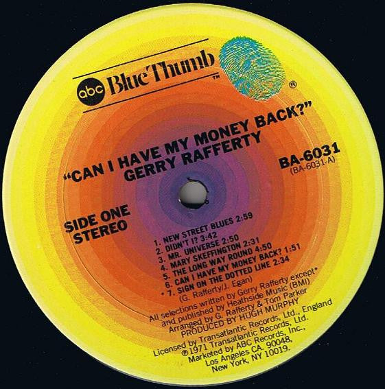 Gerry Rafferty - Can I Have My Money Back? (LP, Album, RE, San)