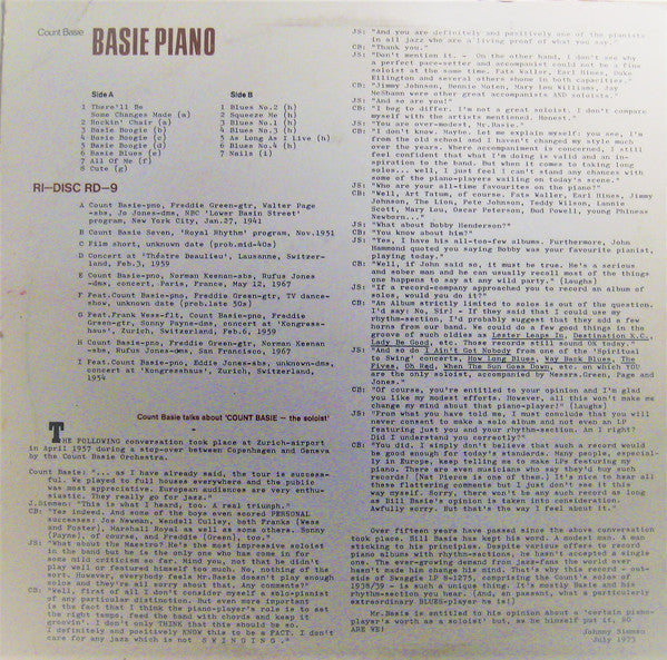 Count Basie - Basie Piano (LP, Comp)