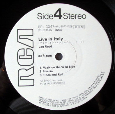 Lou Reed - Live In Italy (2xLP, Album, Promo, Gat)