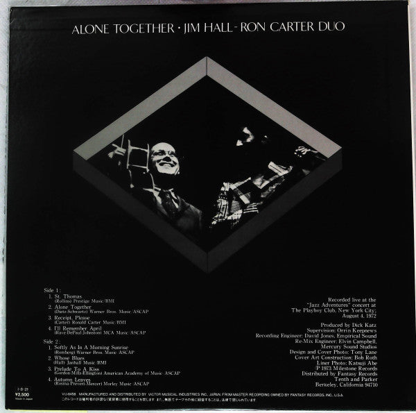 Jim Hall / Ron Carter Duo - Alone Together (LP, Album, RE)