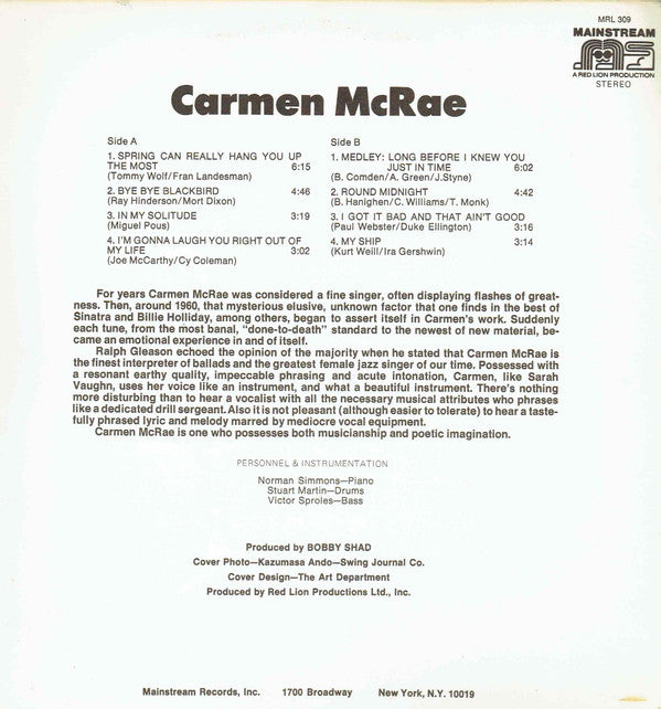 Carmen McRae - Carmen McRae (LP)