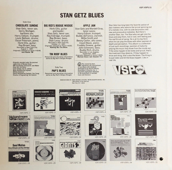 Stan Getz - Stan Getz Blues (LP, Comp)