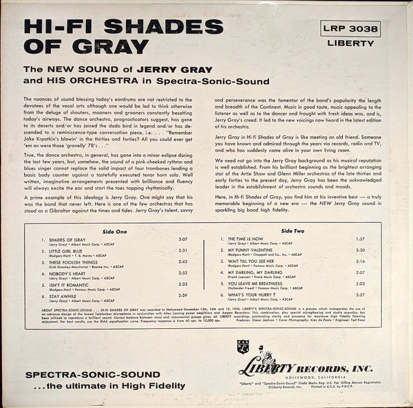 Jerry Gray And His Orchestra - Hi-Fi Shades Of Gray (LP, Album, Mono)