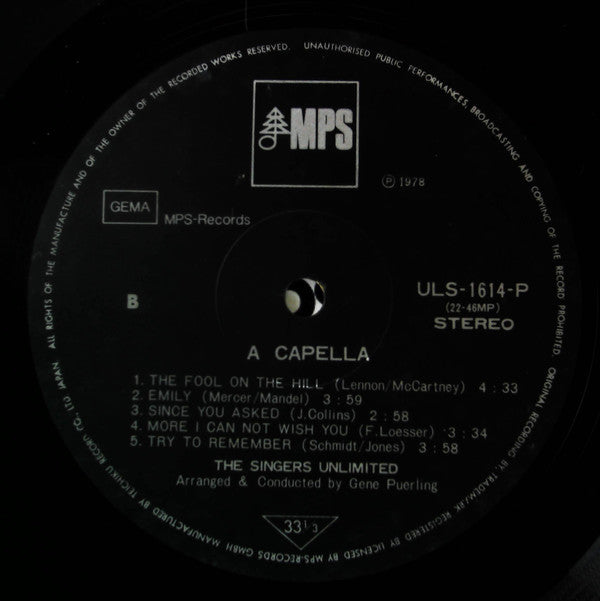 The Singers Unlimited - A Capella (LP, Album, Ltd, RE)