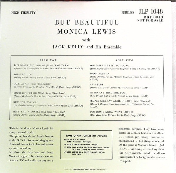 Monica Lewis - But Beautiful(LP, Album, Promo, RE)