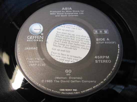 Asia (2) - Go (7"", Single, Promo)