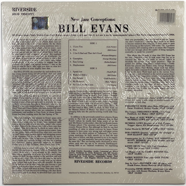 Bill Evans - New Jazz Conceptions (LP, Album, RE)