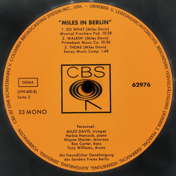 Miles Davis - Miles In Berlin (LP, Album, Mono, RE, RM, 180)