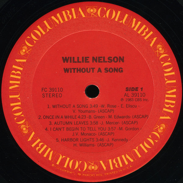 Willie Nelson - Without A Song (LP, Album, Pit)