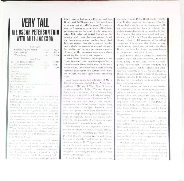 The Oscar Peterson Trio - Very Tall(LP, Album, RE, Gat)