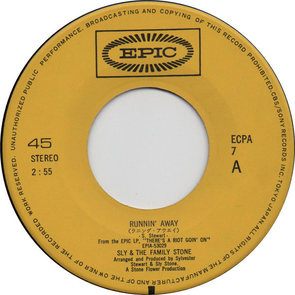Sly & The Family Stone - Runnin' Away / Brave & Strong (7"", Single)