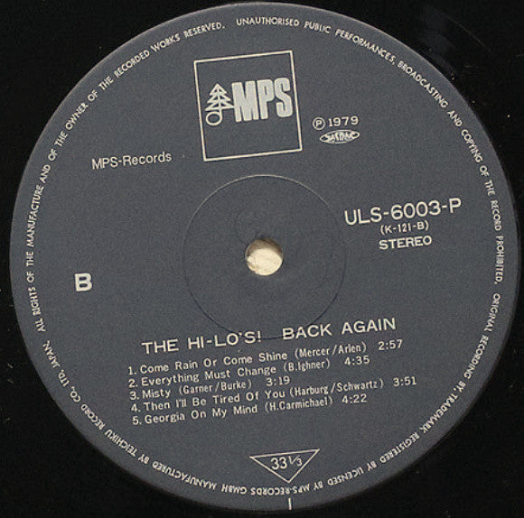 The Hi-Lo's - Back Again (LP, Album, Ltd)