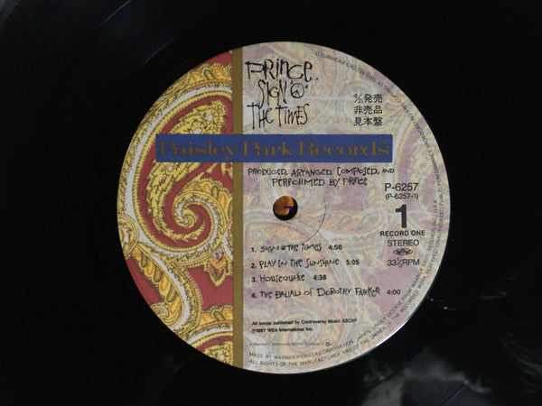 Prince - Sign ""O"" The Times (2xLP, Album, Promo)
