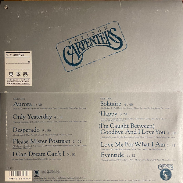 Carpenters - Horizon (LP, Album, RE, Pro)