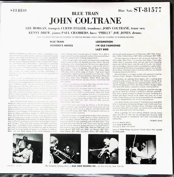 John Coltrane - Blue Train (LP, Album, RE)