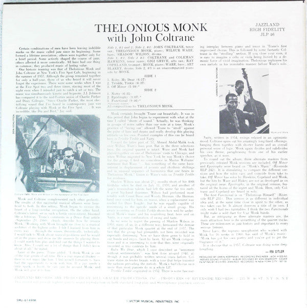 Thelonious Monk - Thelonious Monk With John Coltrane(LP, Mono, Prom...