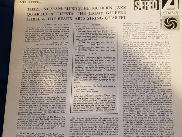 The Modern Jazz Quartet - Third Stream Music(LP, Album, RE, Pre)