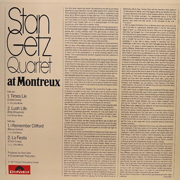 Stan Getz Quartet - At Montreux (LP, Album, Promo)