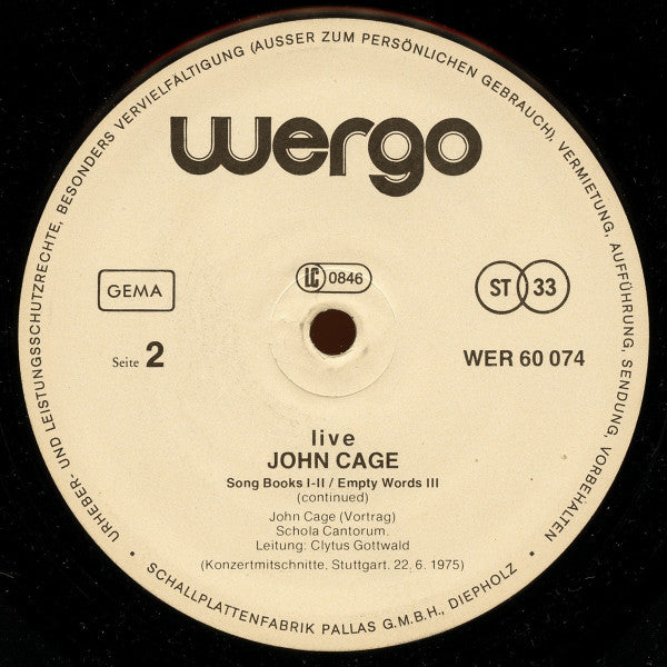 John Cage - Live (LP)