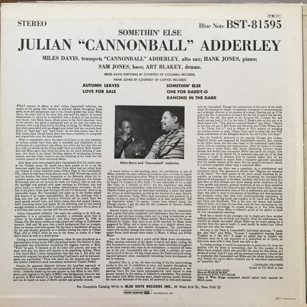Cannonball Adderley - Somethin' Else(LP, Album, RE)