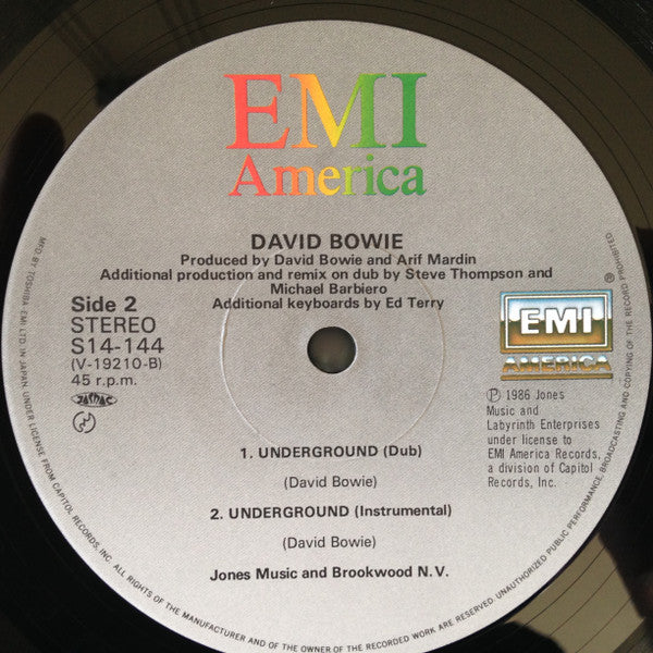 David Bowie - Underground (Extended Dance Mix) (12"", Single)