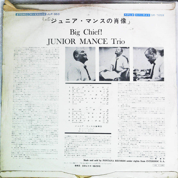 The Junior Mance Trio* - Big Chief! (LP, Album)