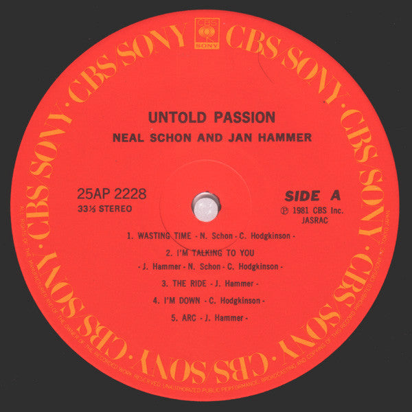 Neal Schon & Jan Hammer* - Untold Passion (LP, Album)