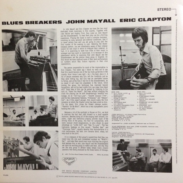 John Mayall With Eric Clapton - Blues Breakers (LP, Album, RE)