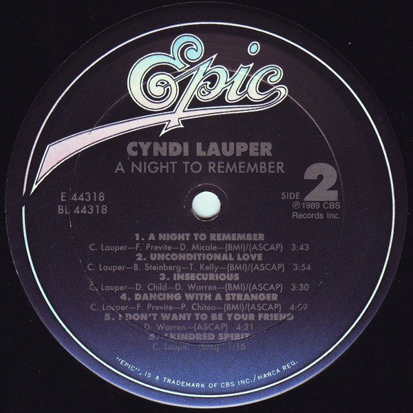 Cyndi Lauper - A Night To Remember (LP, Album)