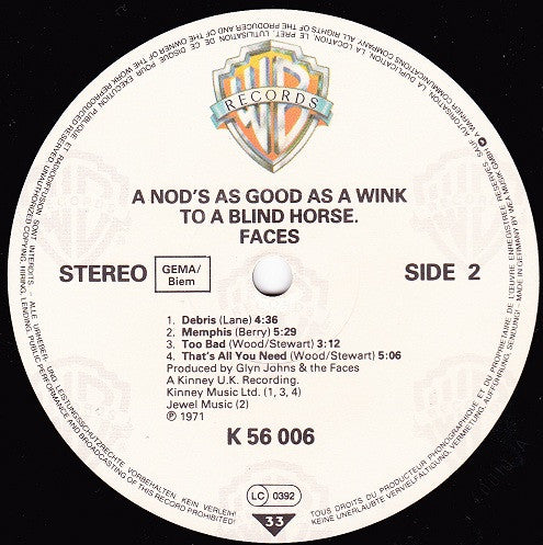 Faces (3) - A Nod's As Good As A Wink... To A Blind Horse(LP, Album...