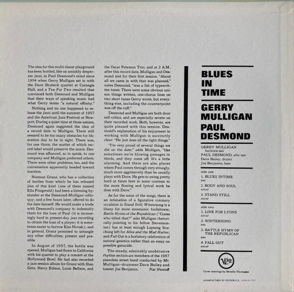 Gerry Mulligan / Paul Desmond - Blues In Time  (LP, Album, Mono, RE)