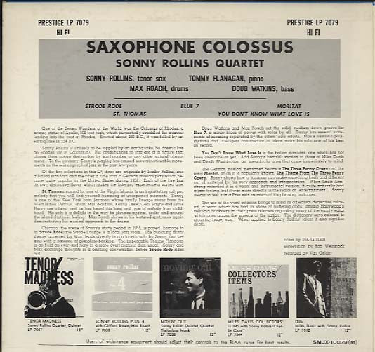 Sonny Rollins - Saxophone Colossus (LP, Album, Mono, RE)