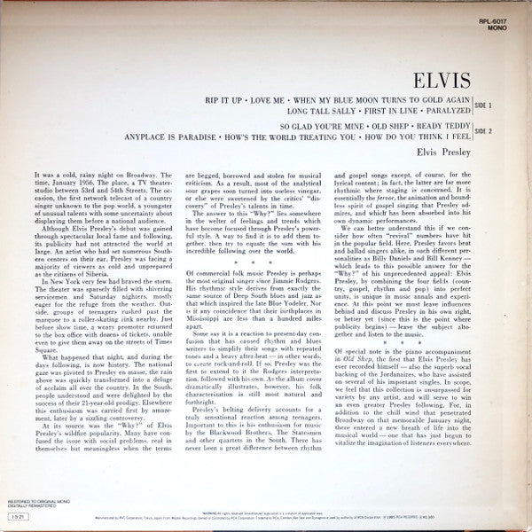 Elvis Presley - Elvis (LP, Album, Mono, RE, RM)