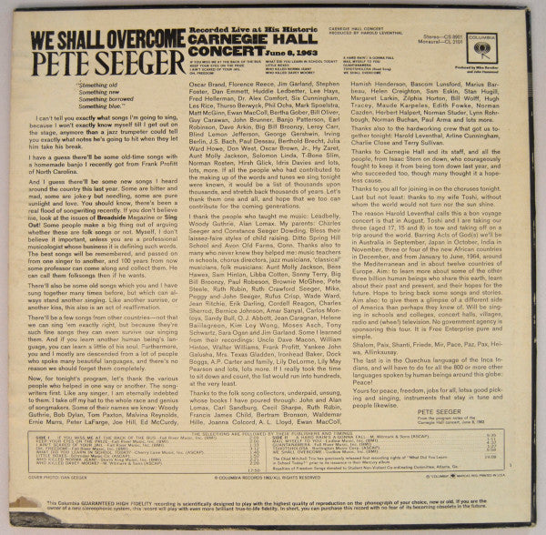 Pete Seeger - We Shall Overcome (LP, Album, Mono, Pit)