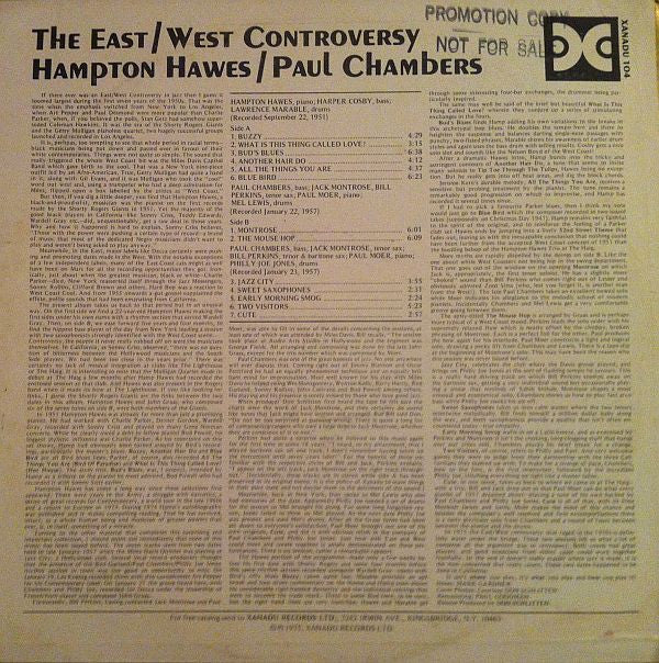 Hampton Hawes - The East/West Controversy(LP, Album)