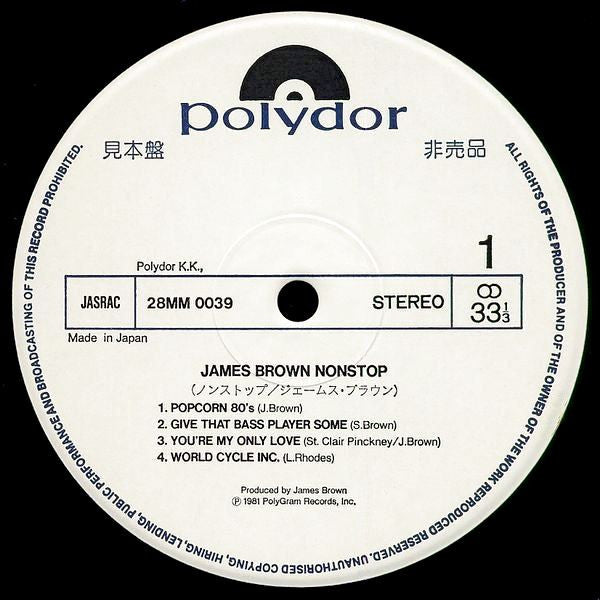 James Brown - Nonstop! (LP, Album, Promo)