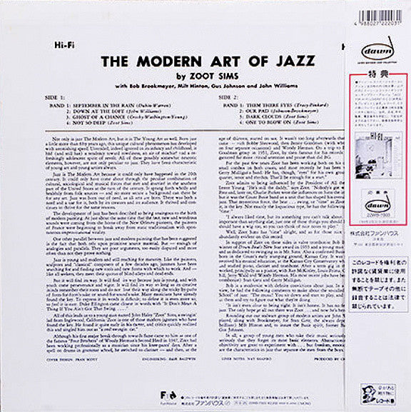 Zoot Sims - The Modern Art Of Jazz (LP, Album, Mono, Ltd, RE)