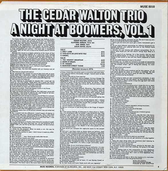 Cedar Walton Trio - A Night At Boomers, Vol. 1(LP, Album, Ora)