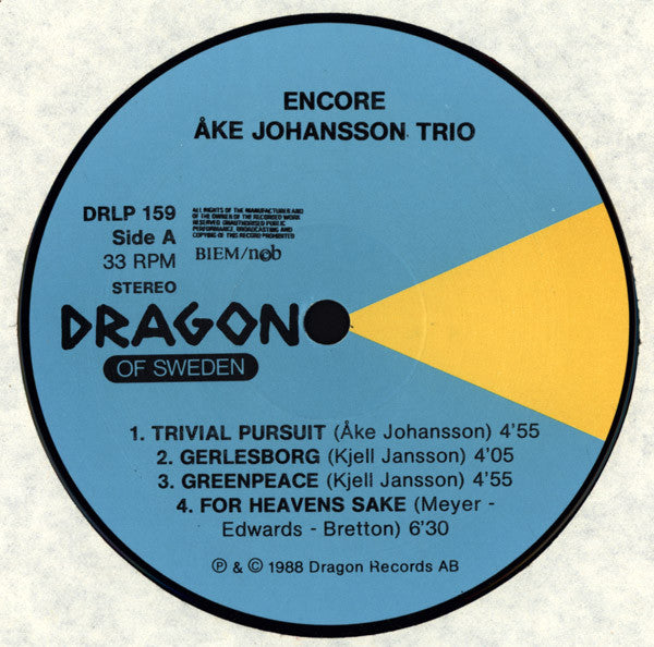 Åke Johansson Trio - Encore (LP, Album)