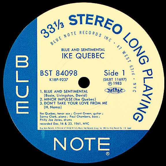 Ike Quebec - Blue & Sentimental (LP, Album, RE)