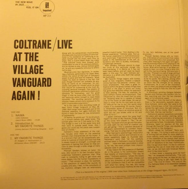 John Coltrane - Live At The Village Vanguard Again!(LP, Album, Ltd,...