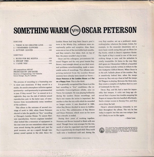 Oscar Peterson - Something Warm (LP, Album, RE, Obi)